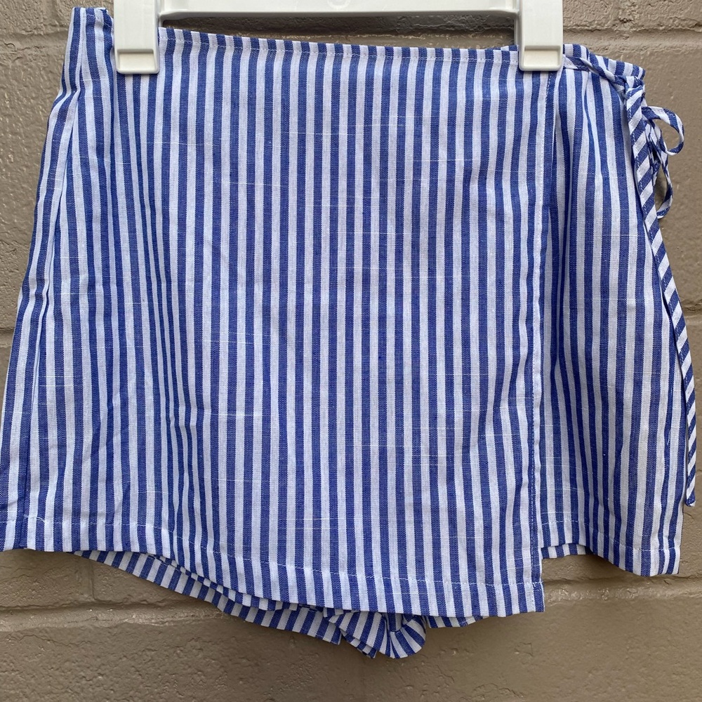 Blue and White Striped Skort